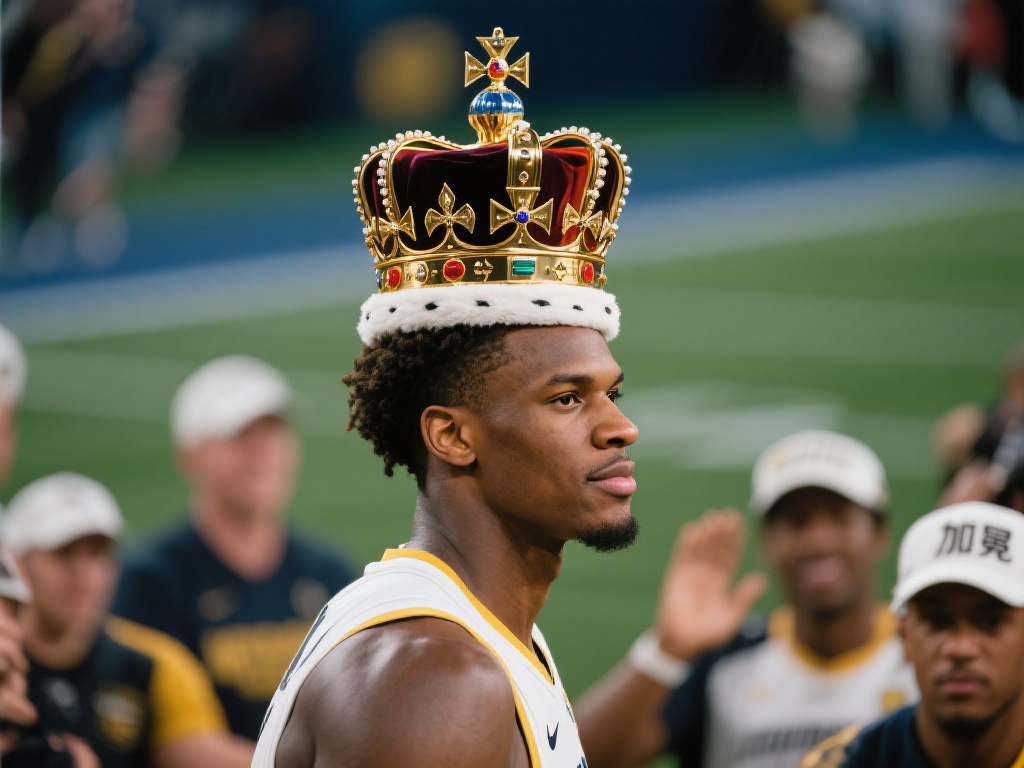 在体育语境中，“戴皇冠”通常用来形容某位运动员或团